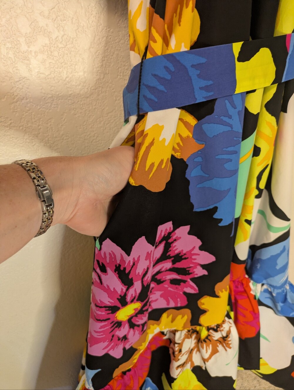 Christopher John Rogers Black Floral High-Low Dress with Multicolor Blooms - Picture 11 of 13